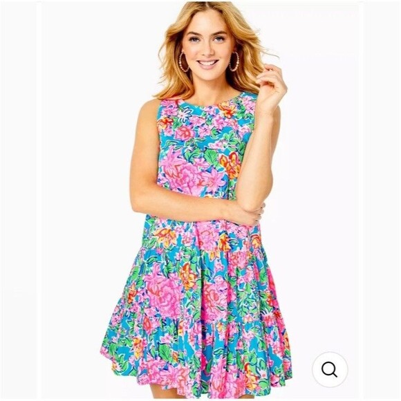 Lilly Pulitzer Dresses & Skirts - $178 Lilly Pulitzer Trina Swing Dress  XL Multi Rose To The Occasion Poplin